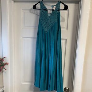 Shyanne Turquoise Crochet Medi Dress